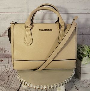 Jones New York Signature Beige/Taupe Saffiano Satchel with Detachable Strap